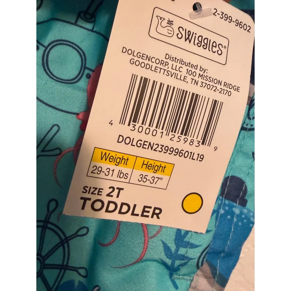Swiggles Toddler Boys Blue Sea Creature Whale Shark Swim Trunks Size 2T NWT